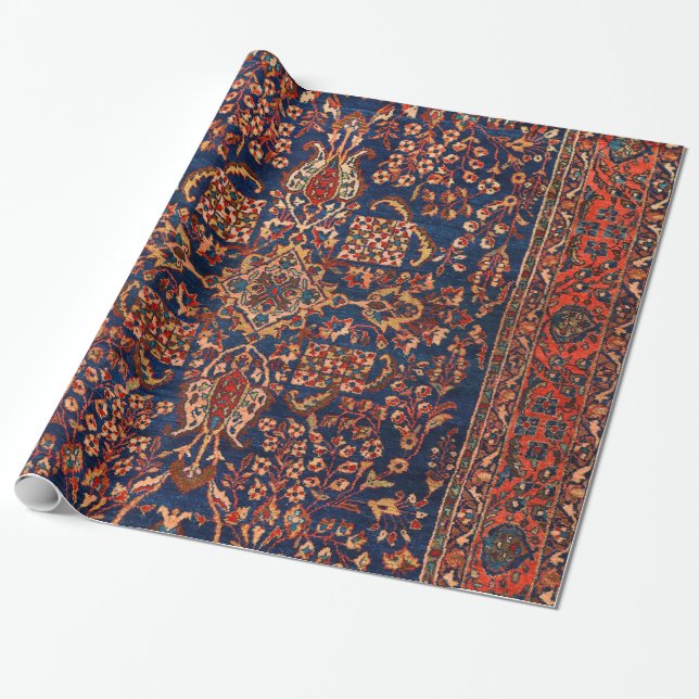 West Persia Royal Blue Red Yellow  Wrapping Paper (Unrolled)