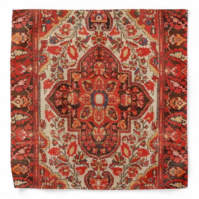 West Persia Sarouk Burnt Red Orange  Bandana (Front)