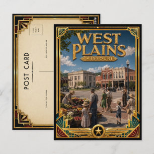 West Plains Missouri Vintage Art Deco Golden Age Postcard
