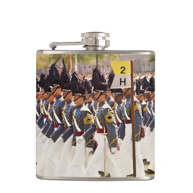 West Point Cadets Customizable Text Hip Flask (Front)