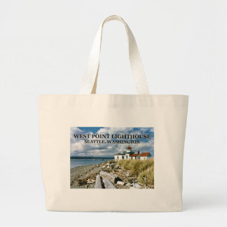 West Point Lighthouse, Seattle Washington Large Tote Bag