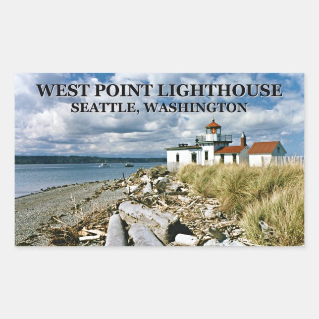 West Point Lighthouse, Seattle Washington Rectangular Sticker (Front)