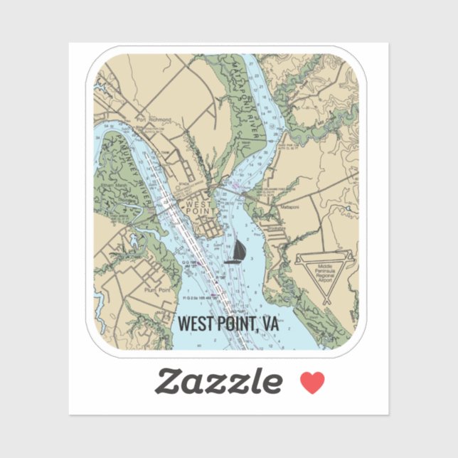 West Point Virginia Chart Sticker (Sheet)