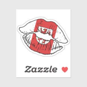 West Pomerania West Pomeranian Lipstick Love Flag Sticker
