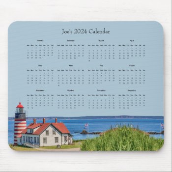 West Quoddy Head Lighthouse 2024 Calendar Mouse Pad by debscreative at Zazzle