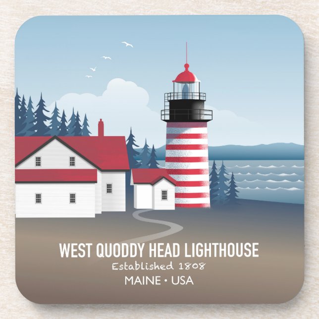West Quoddy Head Lighthouse Beverage Coaster (Front)