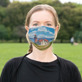 West Quoddy Head Lighthouse  Lubec  Maine Adult Cloth Face Mask by debscreative at Zazzle
