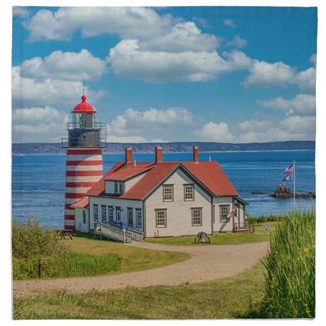 West Quoddy Head Lighthouse, Lubec, Maine Cloth Napkin (Front)