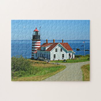 West Quoddy Head Lighthouse  Lubec Maine Jigsaw Puzzle by LighthouseGuy at Zazzle