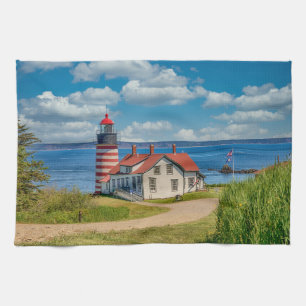 West Quoddy Head Lighthouse, Lubec, Maine Kitchen Towel