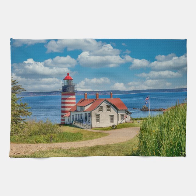 West Quoddy Head Lighthouse, Lubec, Maine Kitchen Towel (Horizontal)