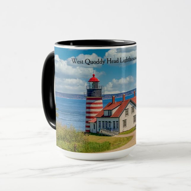 West Quoddy Head Lighthouse, Lubec, Maine Mug (Front Left)