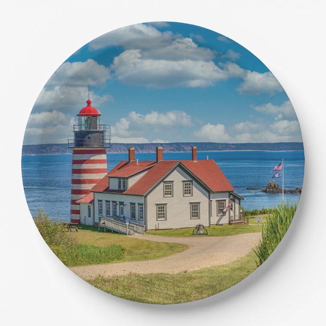 West Quoddy Head Lighthouse, Lubec, Maine Paper Plates (Front)