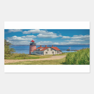 West Quoddy Head Lighthouse, Lubec, Maine Rectangular Sticker