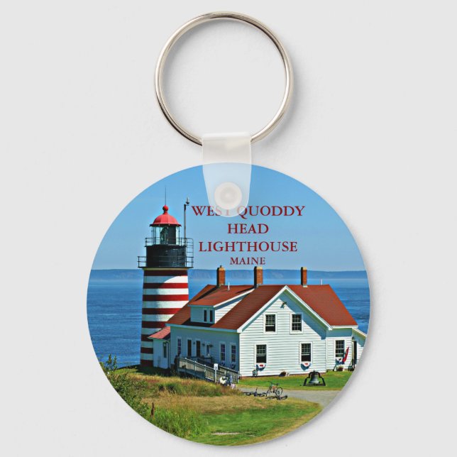 West Quoddy Head Lighthouse, Maine Round Keychain (Front)