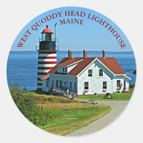 West Quoddy Head Lighthouse Maine Round Stickers
