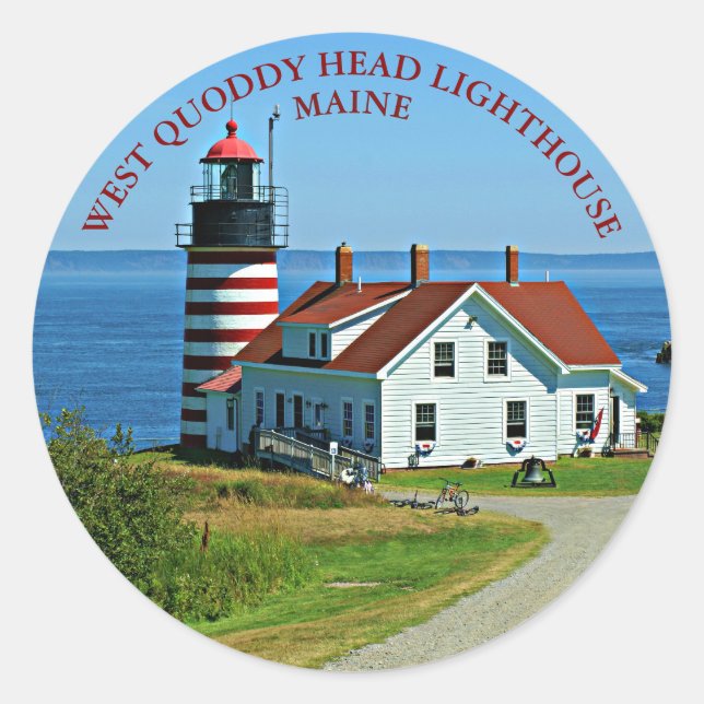 West Quoddy Head Lighthouse, Maine Round Stickers (Front)