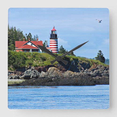 West Quoddy Head Lighthouse Maine Square Wall Clock