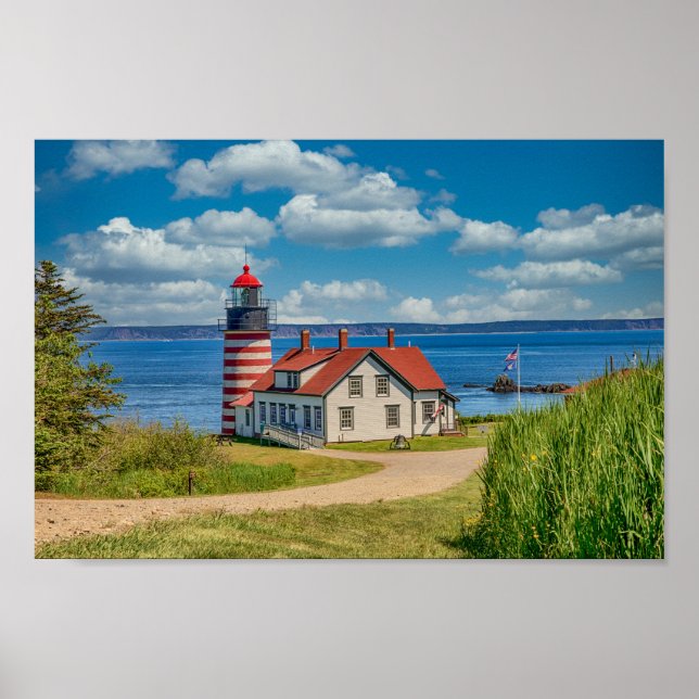 West Quoddy Head Lighthouse Poster | Maine 12x8 (Front)