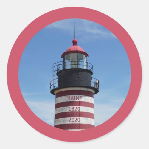 West Quoddy Head Lubec Maine Lighthouse Classic Round Sticker