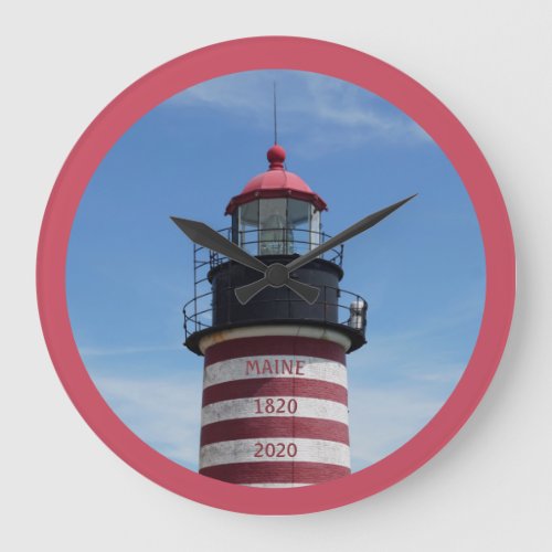 West Quoddy Head Red Lubec Maine Lighthouse Large Clock