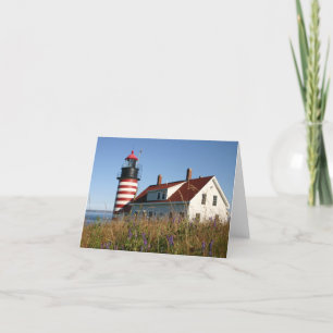 West Quoddy Maine Lighthouse  Letterpress Thank You Card