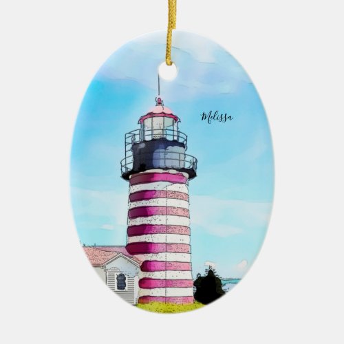 West Quoddy Maine Lighthouse Ornament