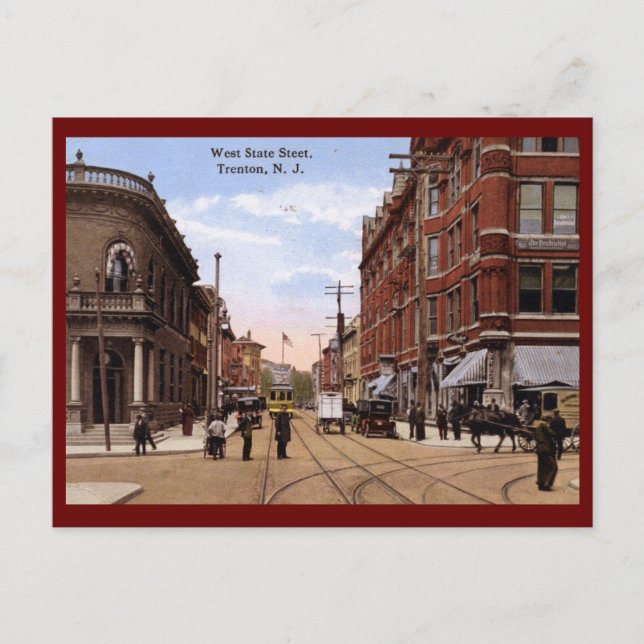 West State St., Trenton NJ 1915 Vintage  Postcard (Front)