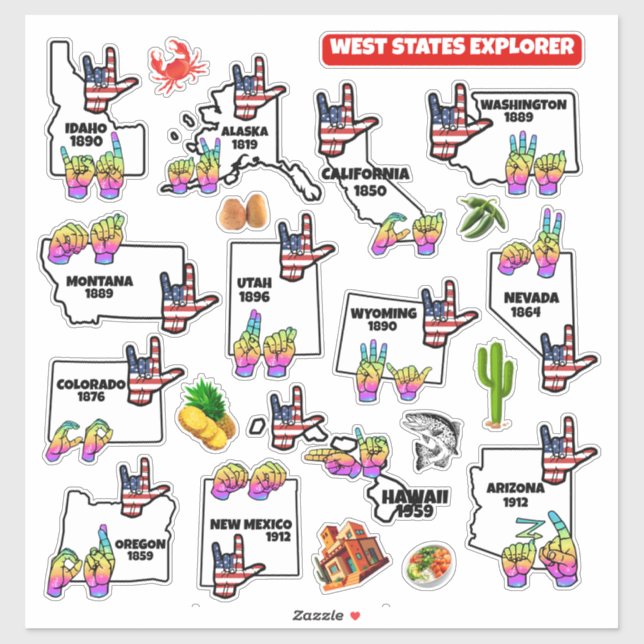 West States Explorer — Educational Sticker (Sheet)