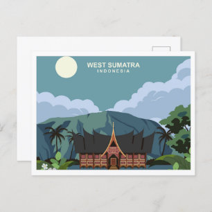 West Sumatra Indonesia travel place illustration Postcard