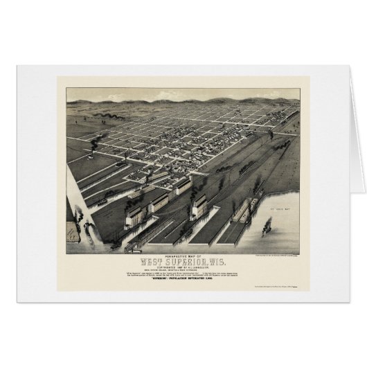 West Superior, WI Panoramic Map - 1887 Cards (Front Horizontal)