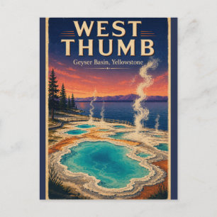 West Thumb Geyser Basin Yellowstone Vintage Travel Postcard