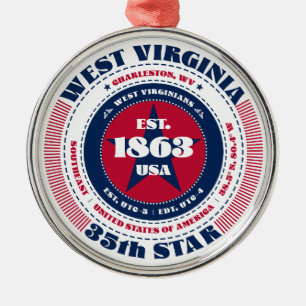 West Virginia 35th State Christmas Ornament