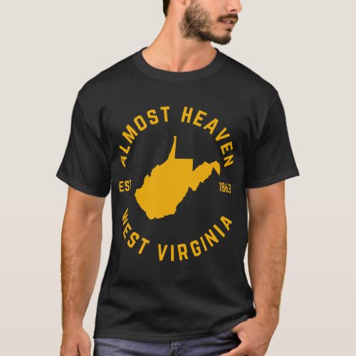 West Virginia Almost Heaven State Map WV Home T_Shirt
