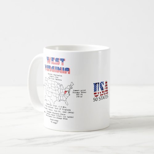 West Virginia American state on a map Coffee Mug