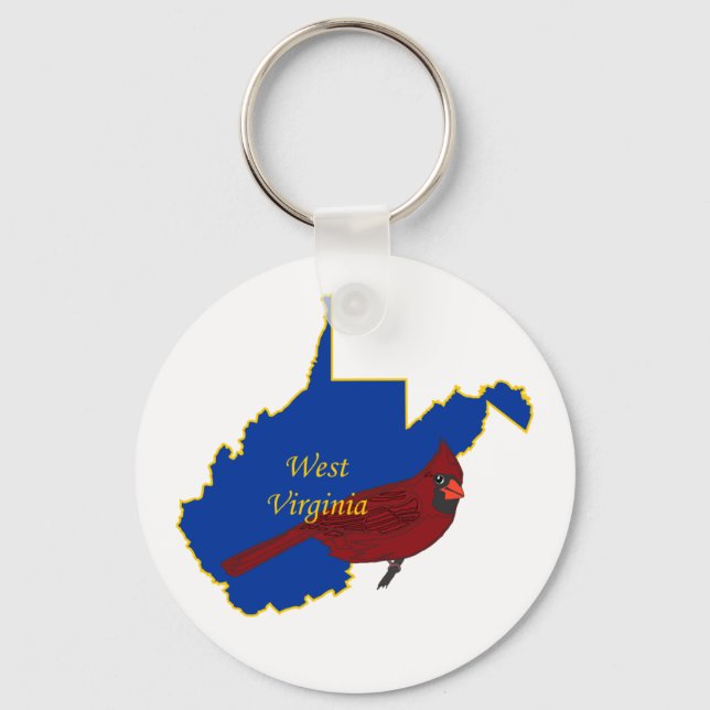 West Virginia and Cardinal Keychain (Front)