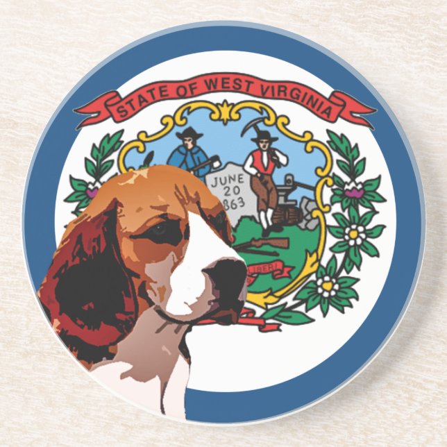 West Virginia Beagle Drink Coaster (Front)
