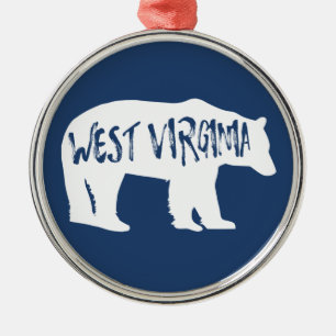 West Virginia Bear Metal Ornament