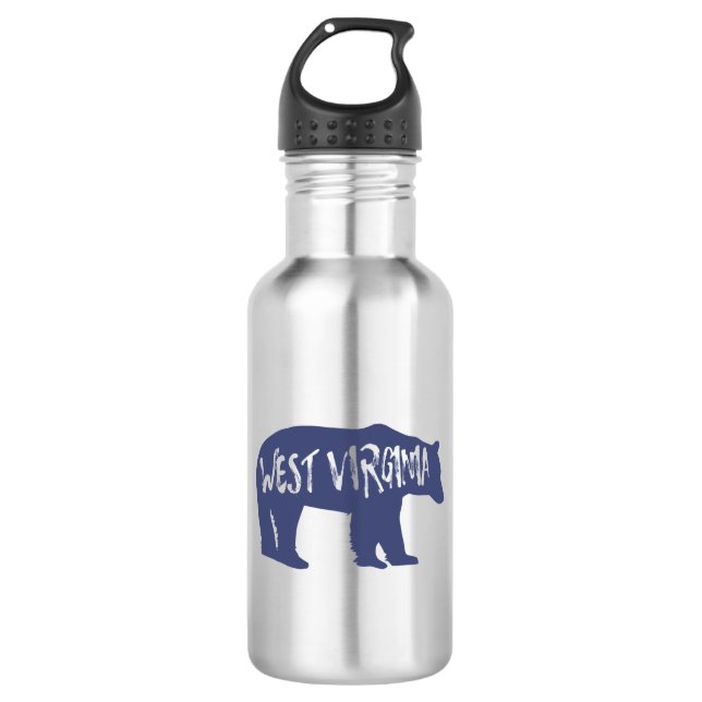 West Virginia Bear Stainless Steel Water Bottle (Front)