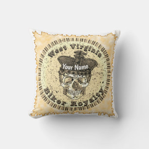 West Virginia Biker Throw Pillow