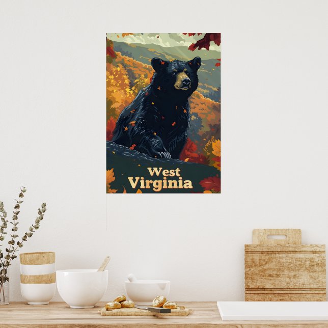 West Virginia Black Bear Poster (Kitchen)