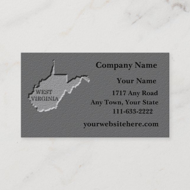 West Virginia Business card  carved stone look (Front)