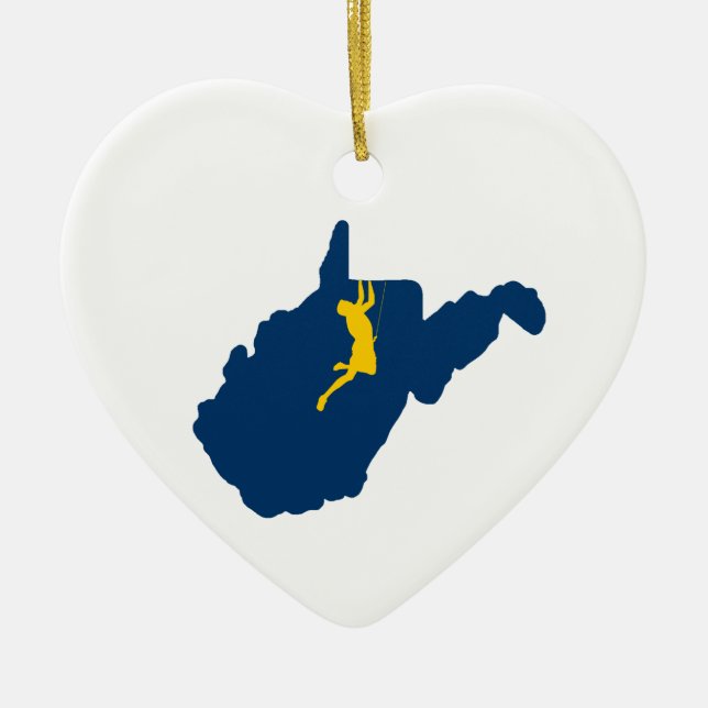 West Virginia Climbing Ceramic Ornament (Front)