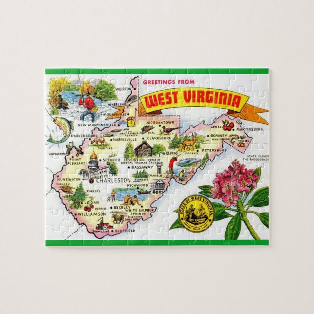 West Virginia Colorful Map Puzzle (Horizontal)