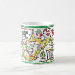 West Virginia Colorful Vintage Map Mug<br><div class="desc">A vintage postcard map of  West Virginia  repurposed on a mug.  It's colorful and fun.</div>