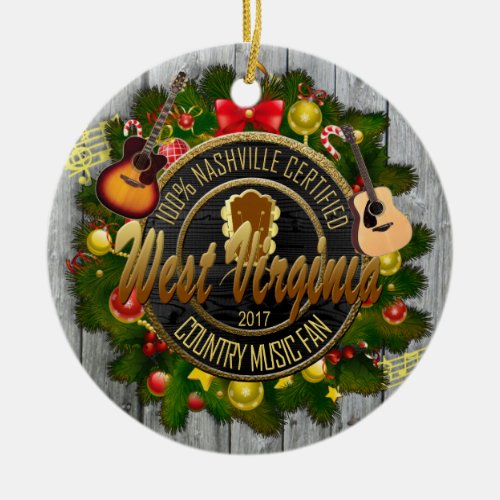 West Virginia Country Music Fan Christmas Ornament