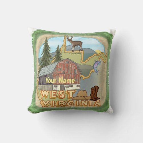 West Virginia custom name Throw Pillow