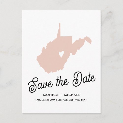 WEST VIRGINIA Destination Wedding ANY COLOR    Announcement Postcard