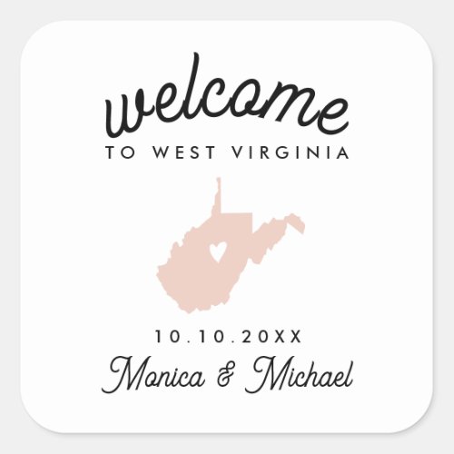 WEST VIRGINIA Destination Wedding ANY COLOR  Square Sticker