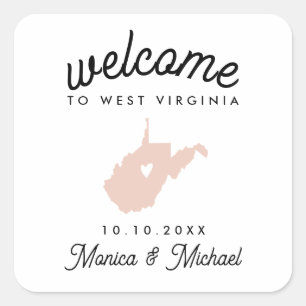 WEST VIRGINIA Destination Wedding ANY COLOR Square Sticker